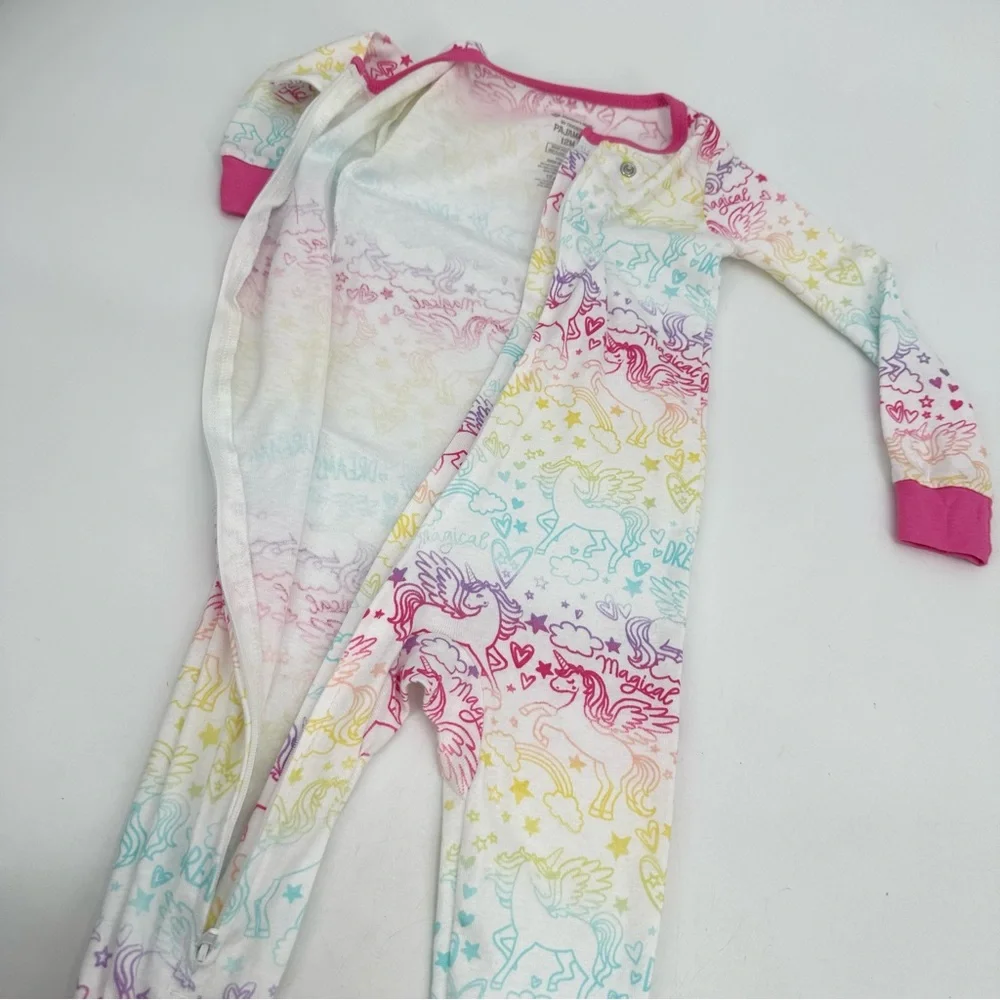 Members Mark Pajama Baby Girls 12 Mos. 1 Pc Unicorn Footed Sleeper Full Zip